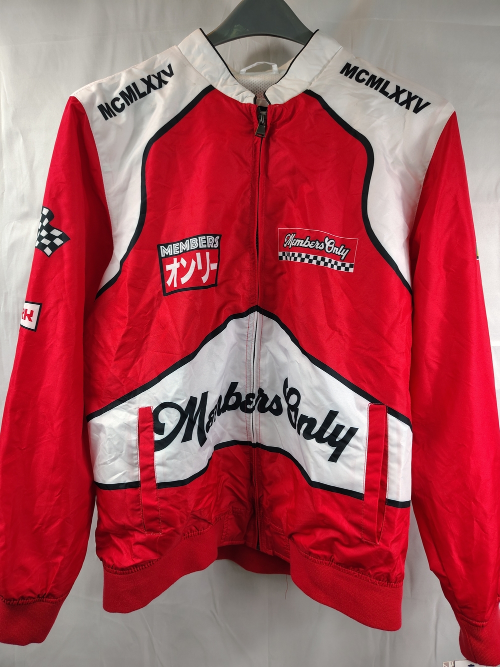 NWT Members Only Sport RED Team Racing zipper Windbreaker Men's Jacket Size L